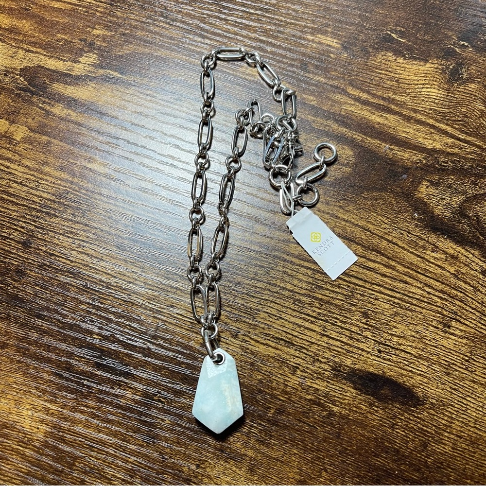 Kendra Scott Ashlyn Pendant Necklace in Rhodium/Teal Quartzite